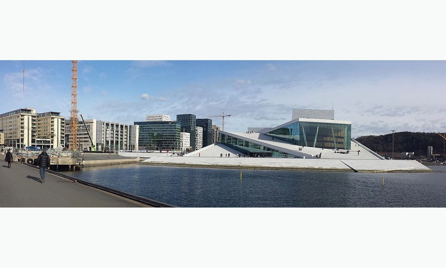 The white marble-like Opera House on the Oslo waterfront